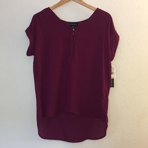 NWT MyMichelle Purple High Low Zipper Front Blouse